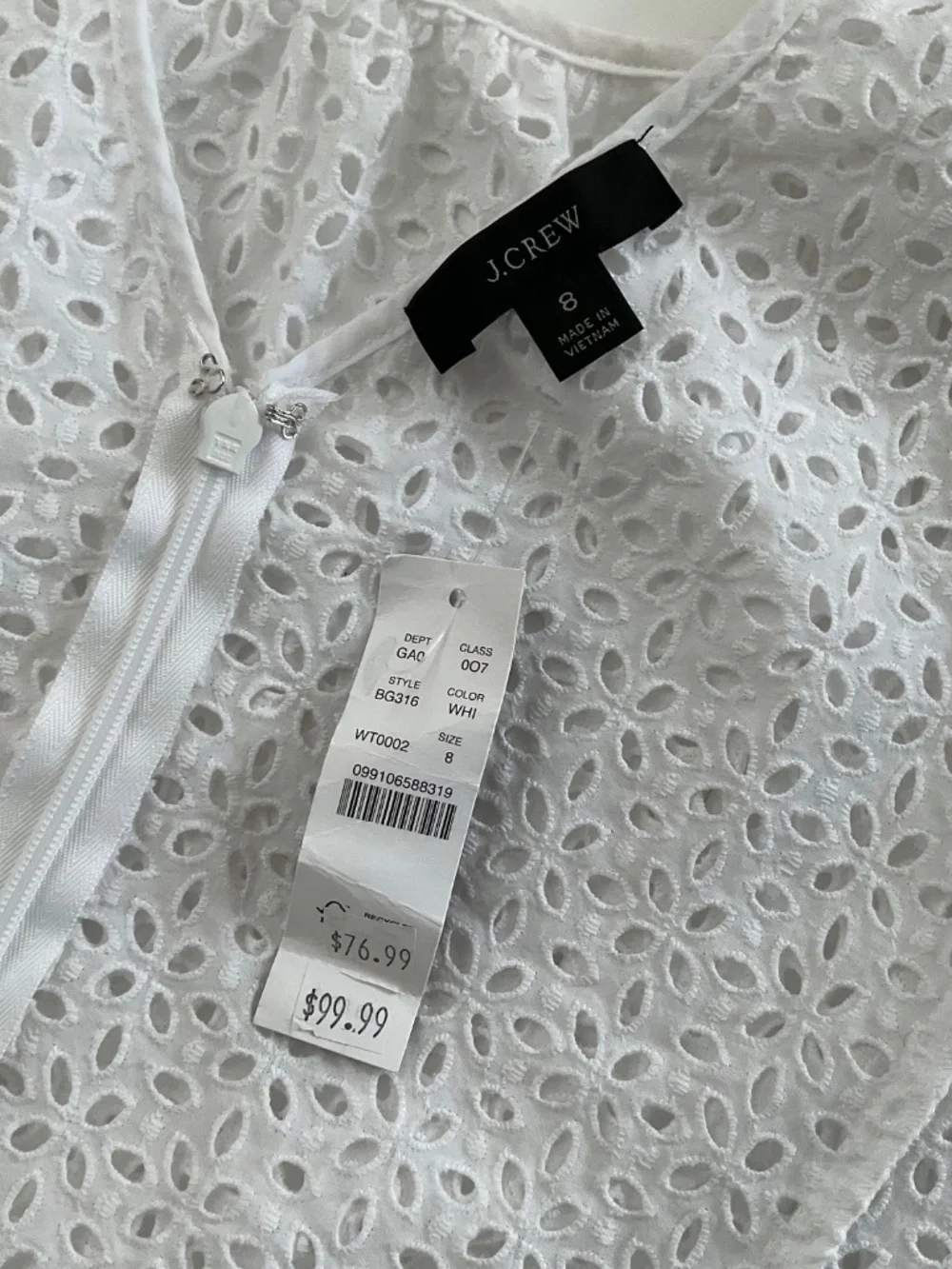 J.Crew Puff-Sleeve Eyelet Top & Cami Set Sz 8 White Romantic Boho Chic NWT